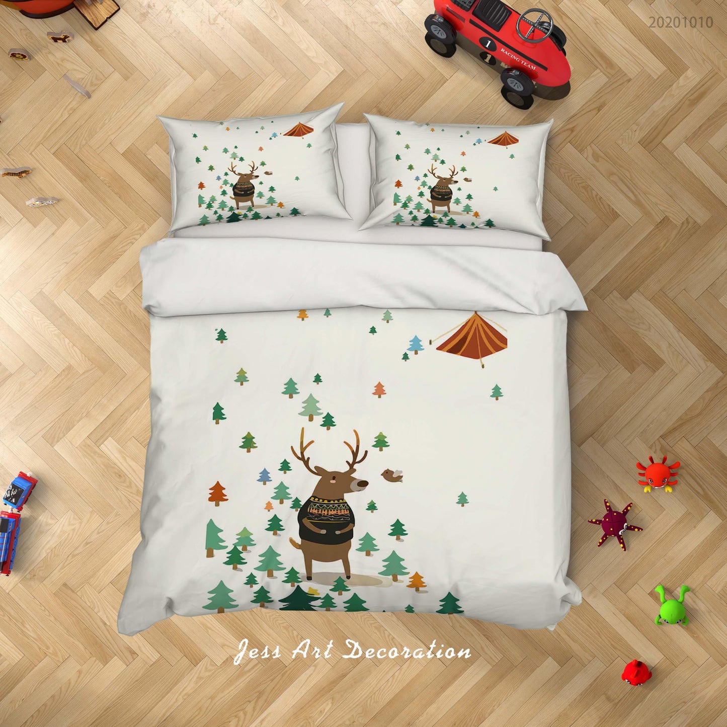 3D Cartoon Cute Christmas Tree Reindeer Quilt Cover Set Bedding Set Duvet Cover Pillowcases WJ 9572