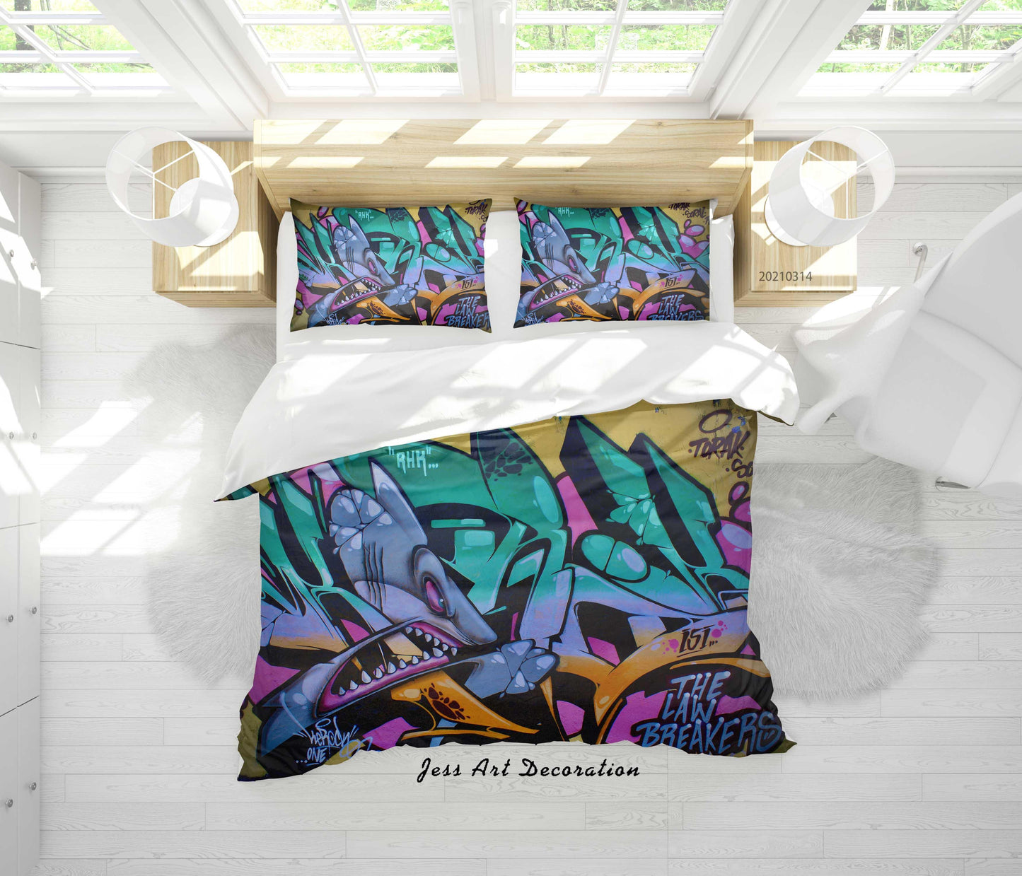 3D Abstract Street Graffiti Artist Works Quilt Cover Set Bedding Set Duvet Cover Pillowcases 128