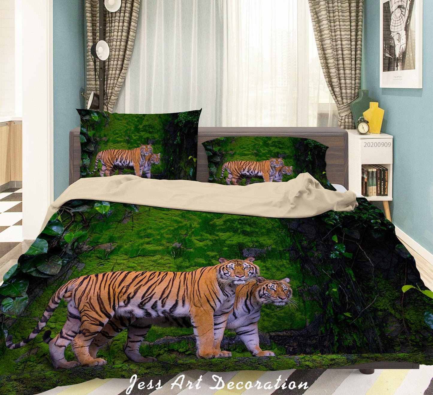 3D Animal Tiger Forest Quilt Cover Set Bedding Set Duvet Cover Pillowcases WJ 6009