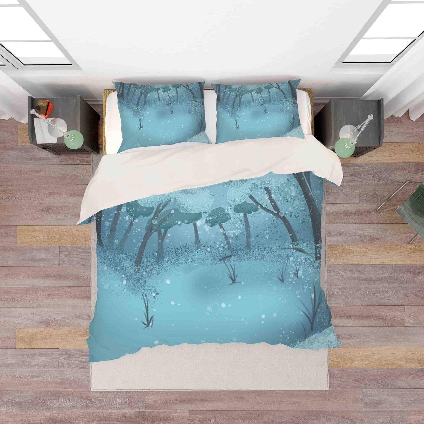 3D Blue Trees Quilt Cover Set Bedding Set Pillowcases 36