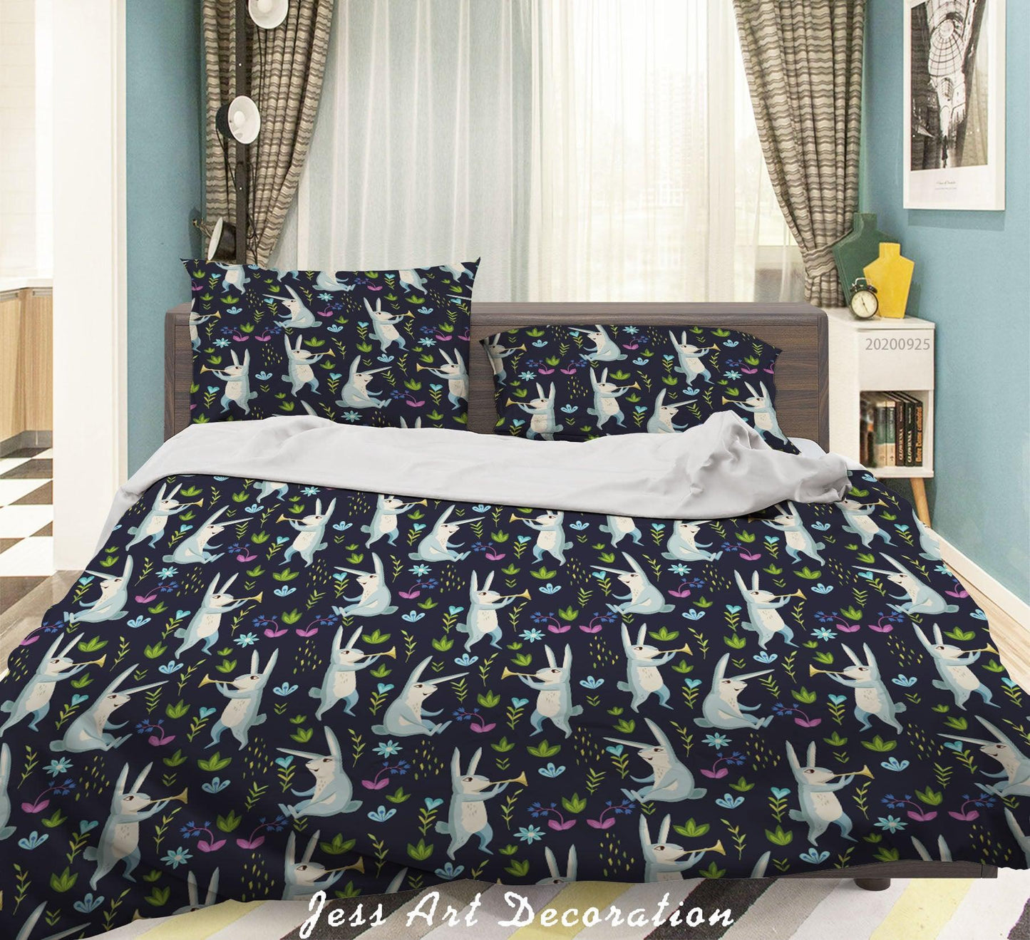3D Cartoon Animal Rabbit Pattern Quilt Cover Set Bedding Set Duvet Cover Pillowcases WJ 6502