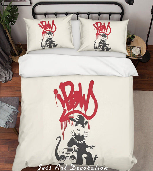 3D Banksy Gangsta Rat Red Letter Quilt Cover Set Bedding Set Duvet Cover Pillowcases  ZY D24