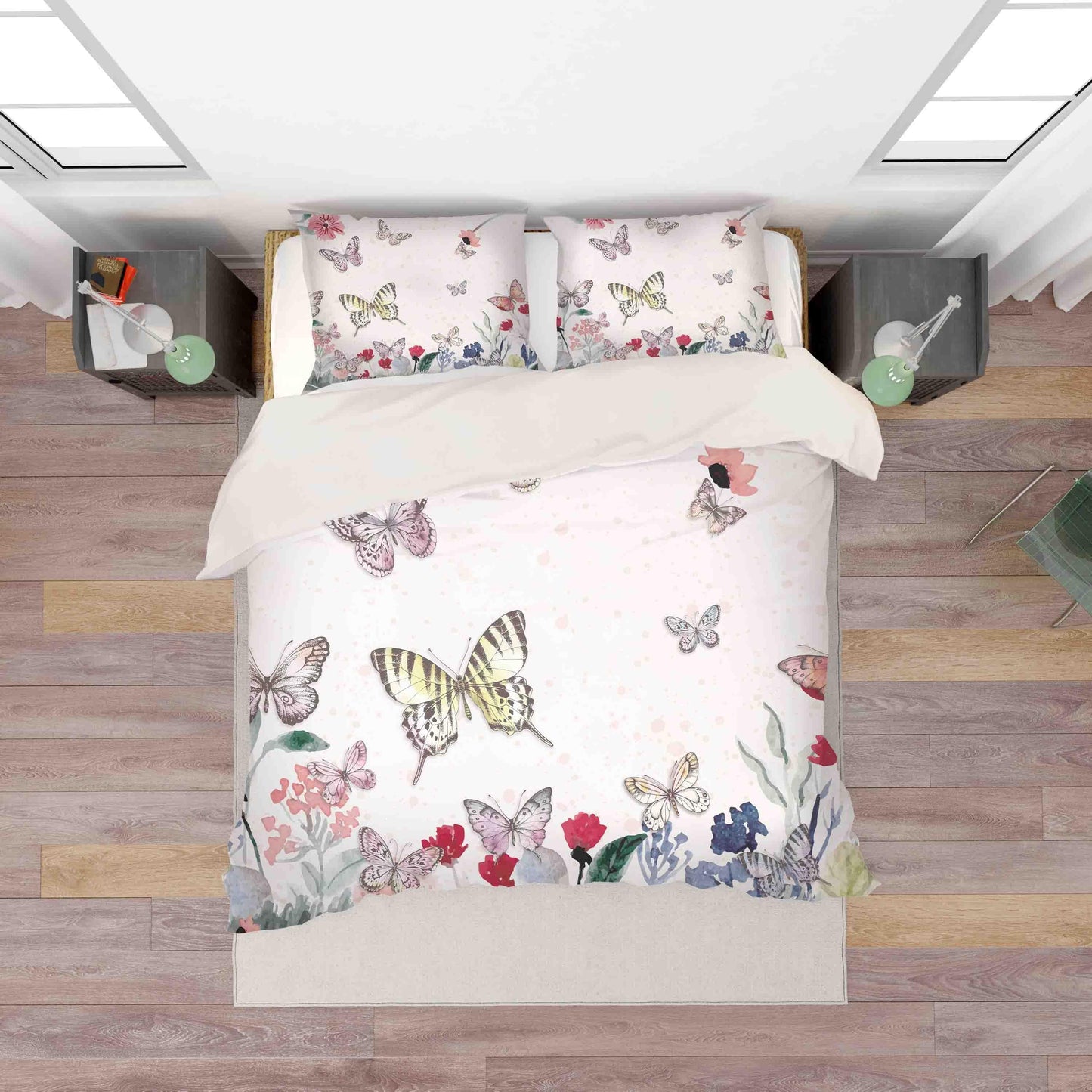 3D Butterfly Floral Quilt Cover Set Bedding Set Duvet Cover Pillowcases SF014