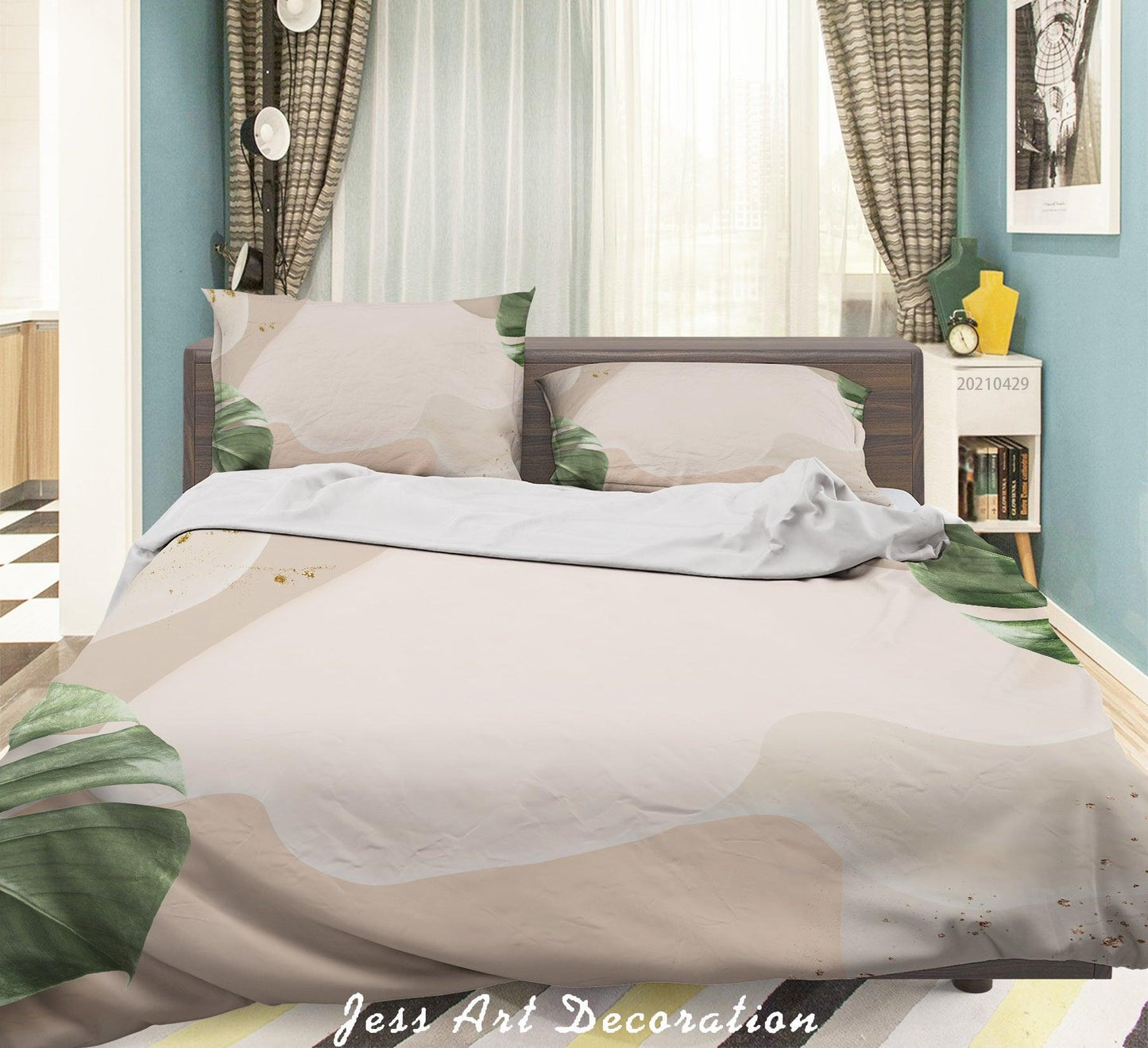 3D Abstract Green Leaf Quilt Cover Set Bedding Set Duvet Cover Pillowcases 34