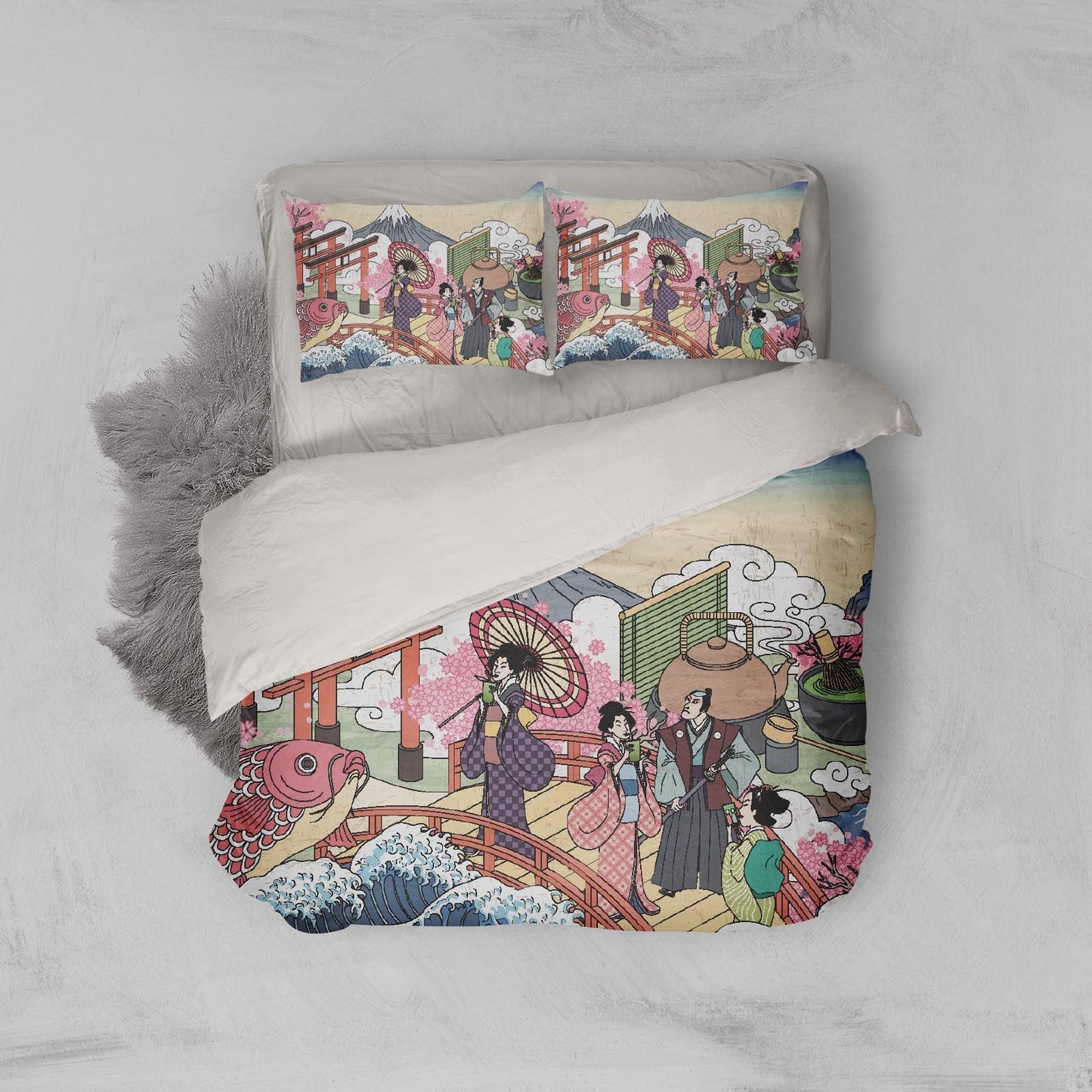 3D Cartoon Japanese Festival Quilt Cover Set Bedding Set Pillowcases 178