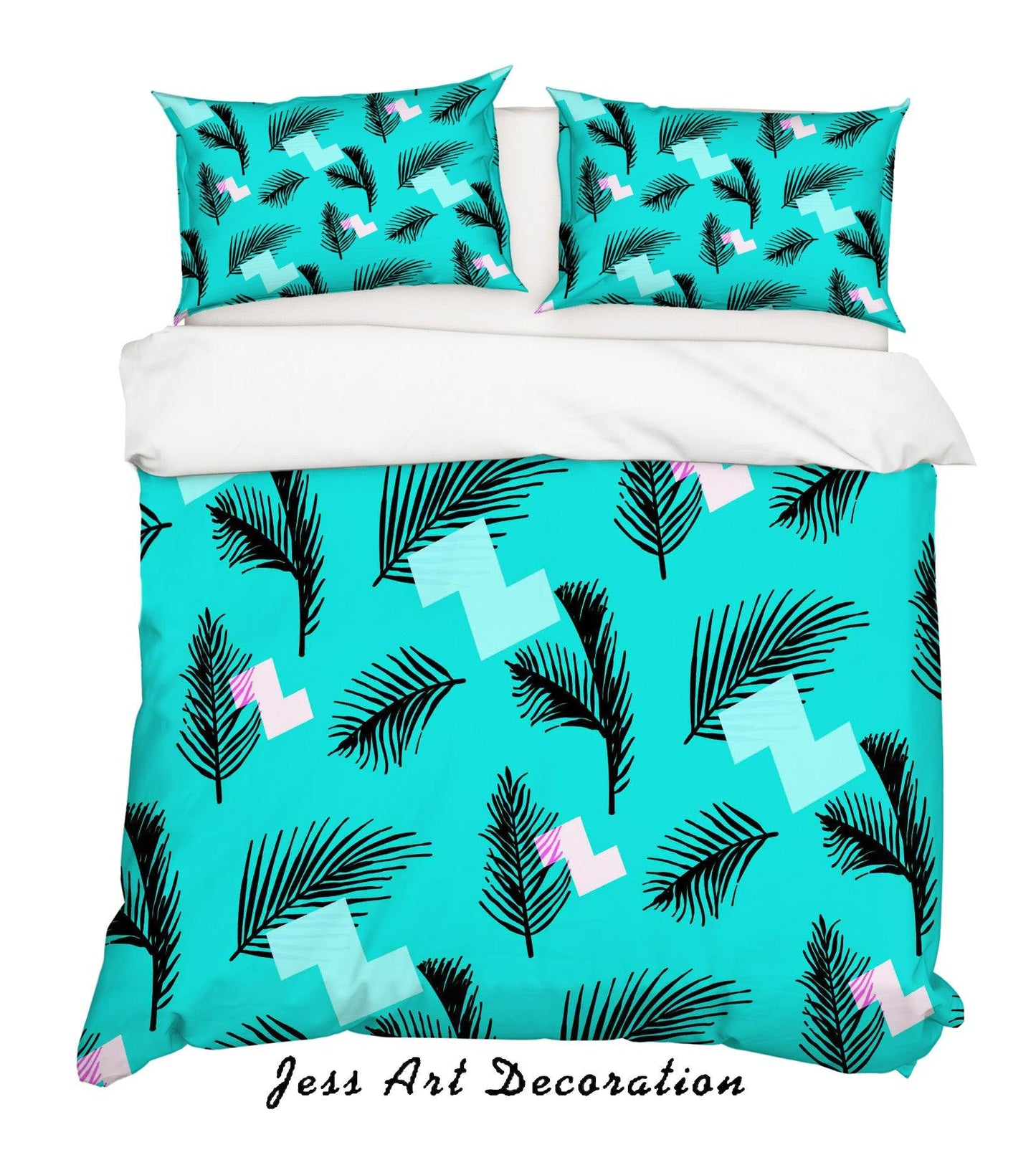 3D Blue Leaves Quilt Cover Set Bedding Set Pillowcases 153