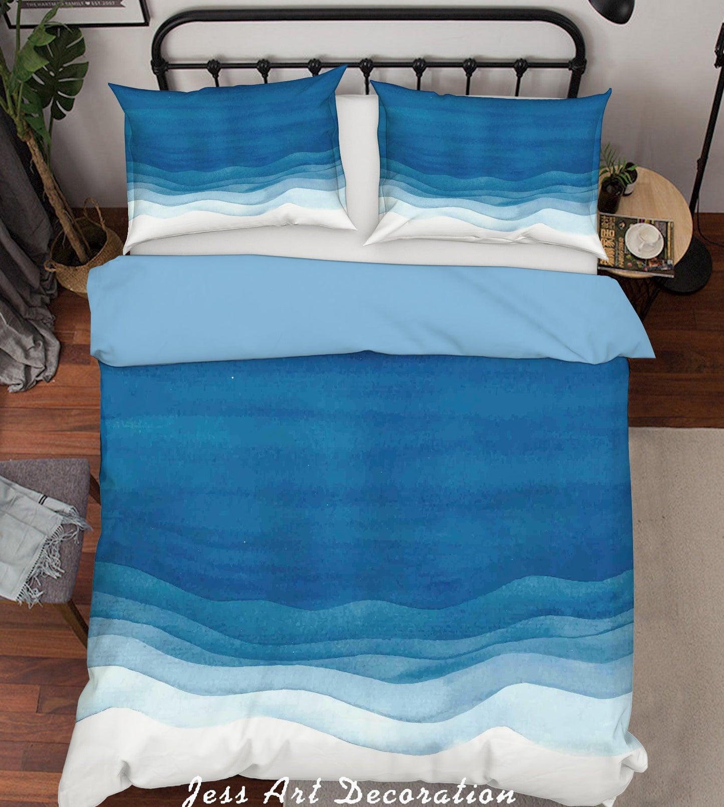 3D Blue White Color Gradient Quilt Cover Set Bedding Set Pillowcases 34