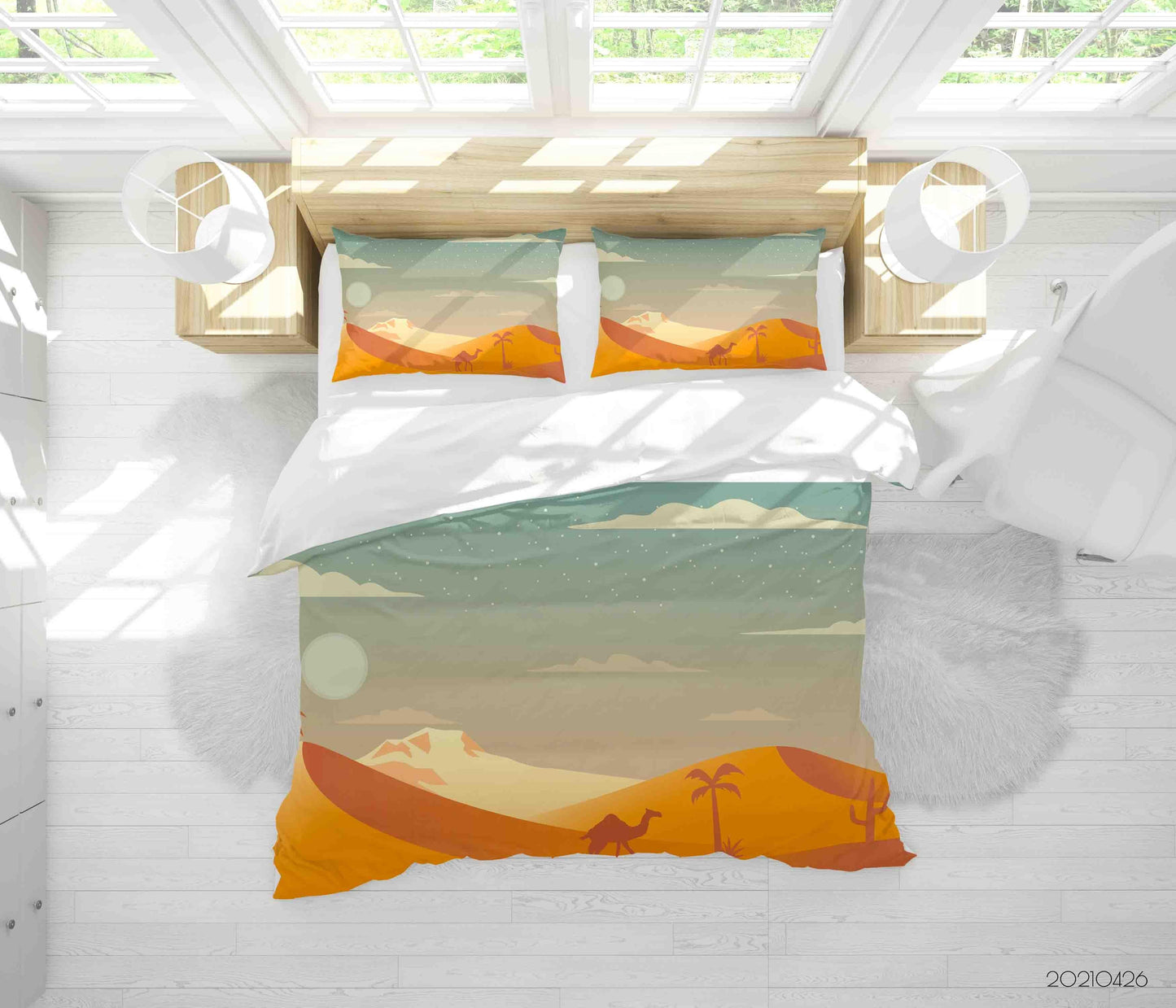 3D Cartoon Desert Camel Landscape Quilt Cover Set Bedding Set Duvet Cover Pillowcases 263
