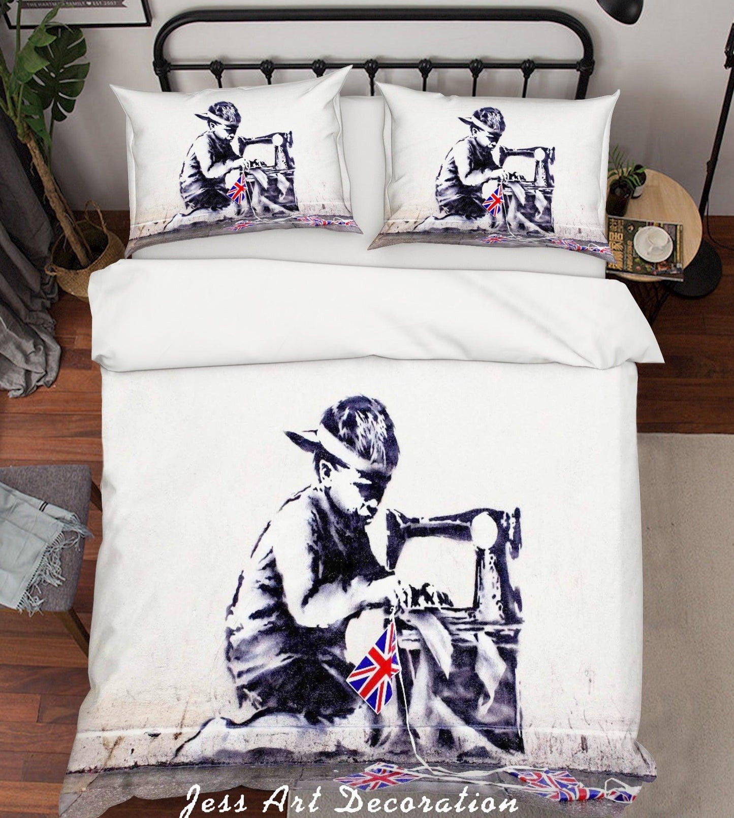 3D Banksy Poundland Black White Quilt Cover Set Bedding Set Duvet Cover Pillowcases  ZY D48