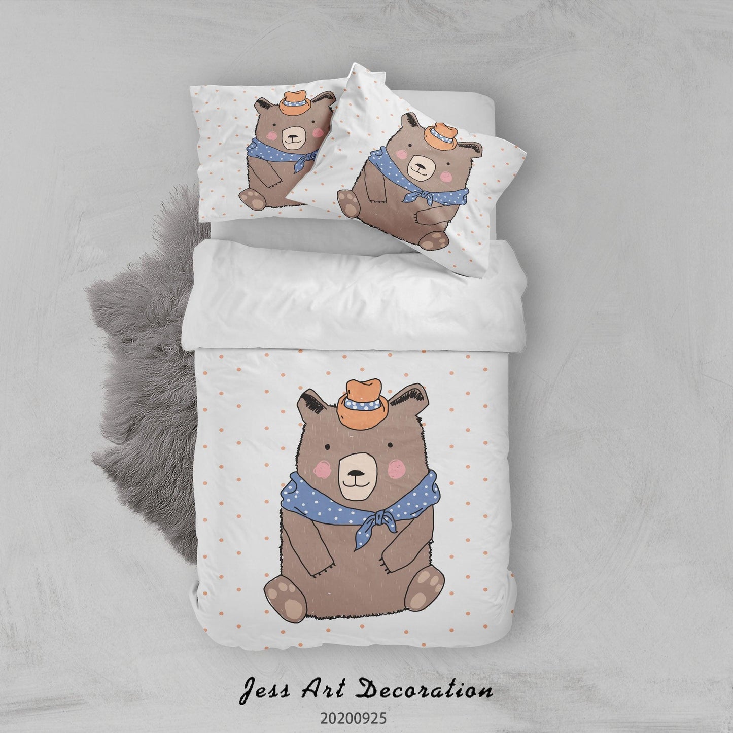 3D Cartoon Animal Bear Pattern Quilt Cover Set Bedding Set Duvet Cover Pillowcases WJ 6492