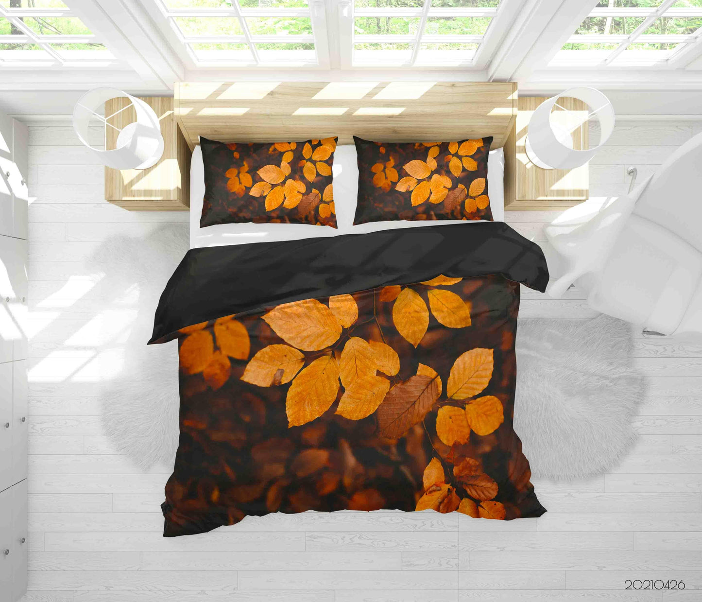 3D Autumn Leaf Quilt Cover Set Bedding Set Duvet Cover Pillowcases 304