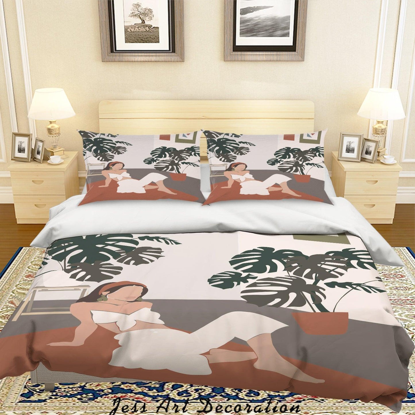 3D Beauty Woman Potted Plants Quilt Cover Set Bedding Set Duvet Cover Pillowcases SF28