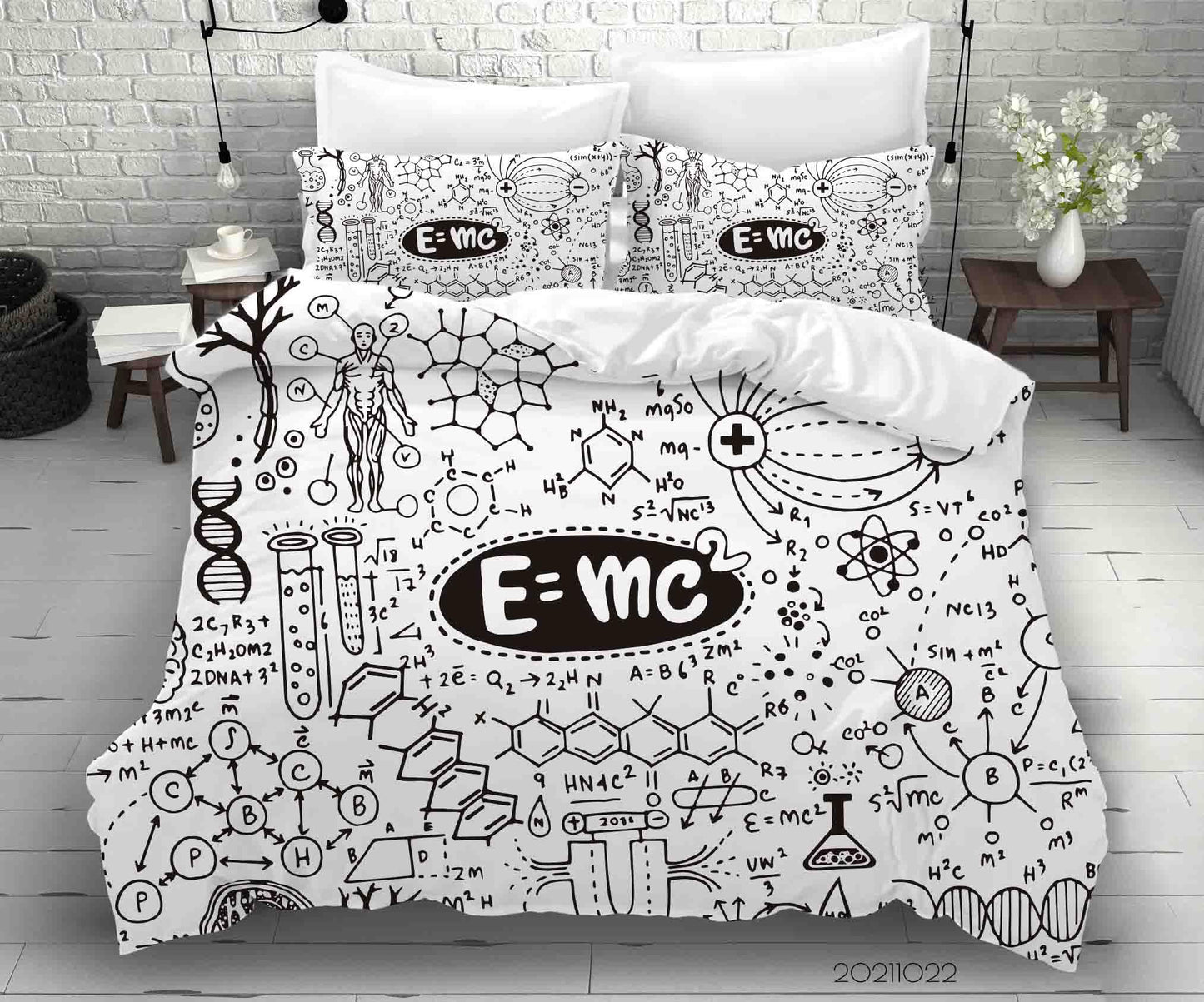 3D Abstract Chemical Formula Graffiti Quilt Cover Set Bedding Set Duvet Cover Pillowcases 57