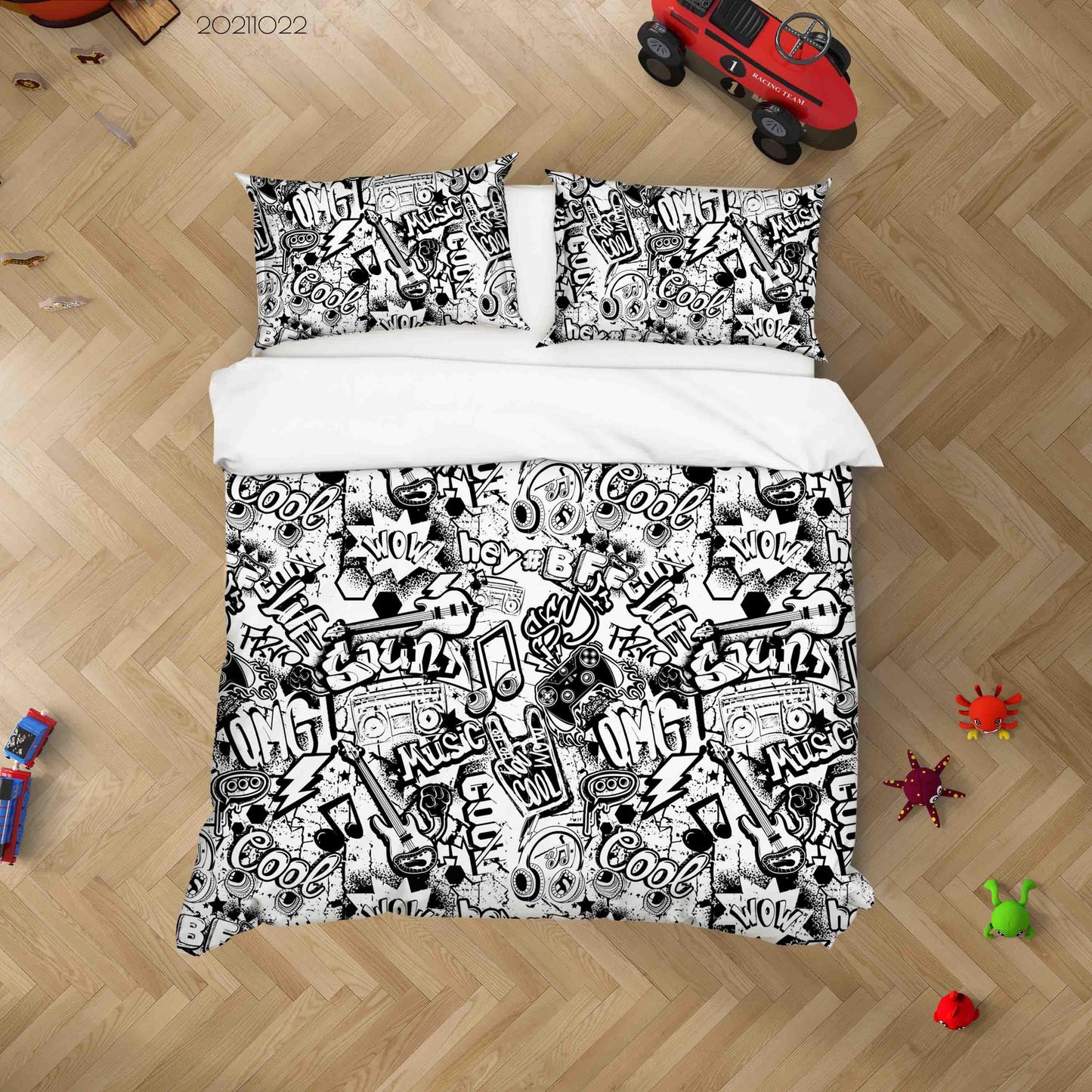 3D Cartoon Illustration Doodle Quilt Cover Set Bedding Set Duvet Cover Pillowcases 52
