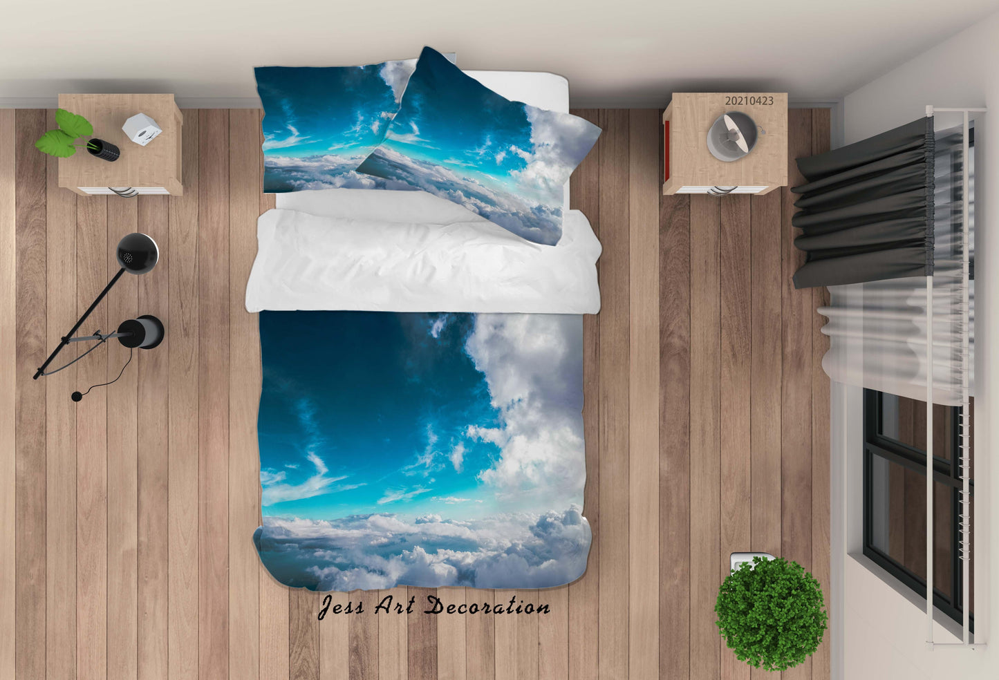 3D Blue Sky White Cloud Quilt Cover Set Bedding Set Duvet Cover Pillowcases 3