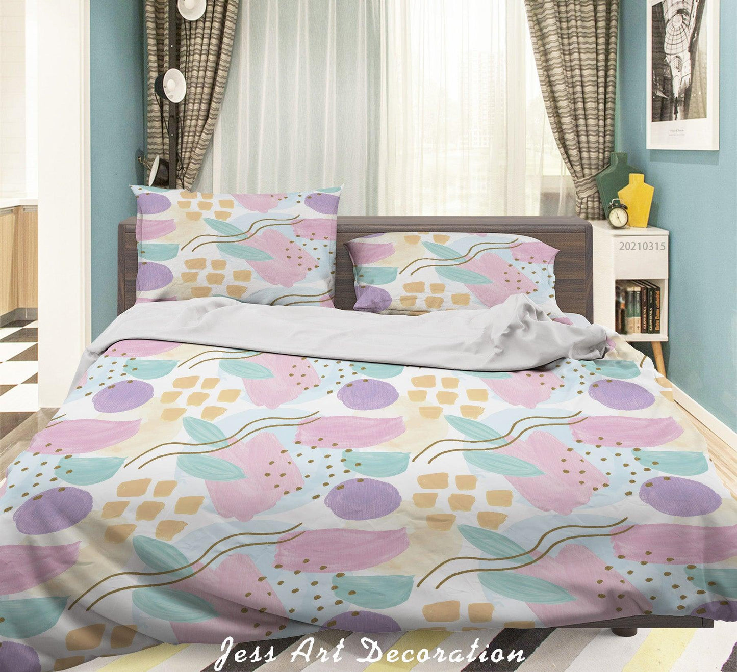 3D Abstract Colorful Geometric Quilt Cover Set Bedding Set Duvet Cover Pillowcases 93