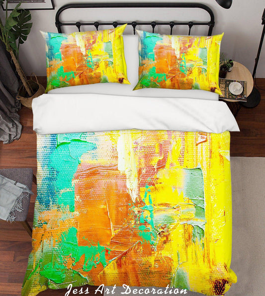 3D Abstract Green Golden Oil Painting Quilt Cover Set Bedding Set Pillowcasesn 39