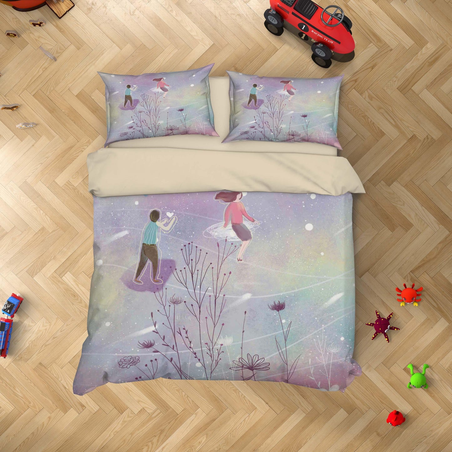 3D Boys Girls Flower Painting Quilt Cover Set Bedding Set Duvet Cover Pillowcases A480 LQH