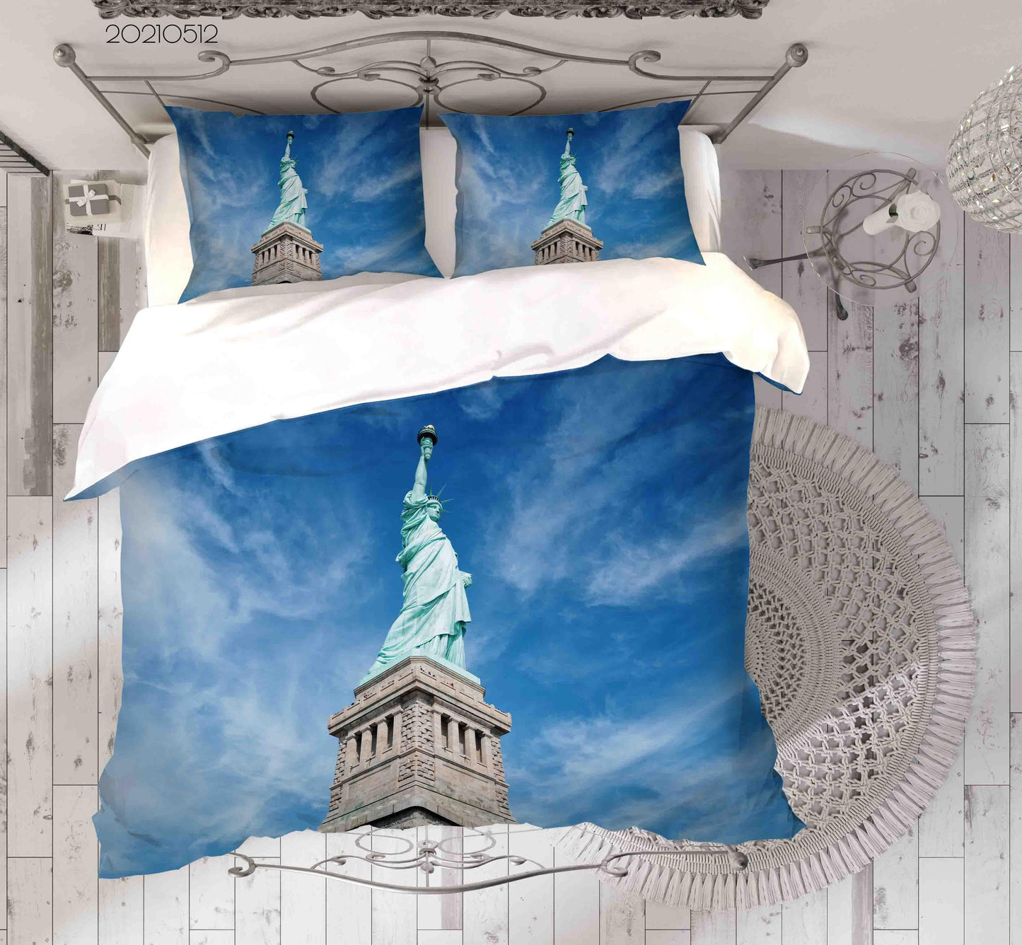 3D Blue Sky Statue of Liberty Quilt Cover Set Bedding Set Duvet Cover Pillowcases 229