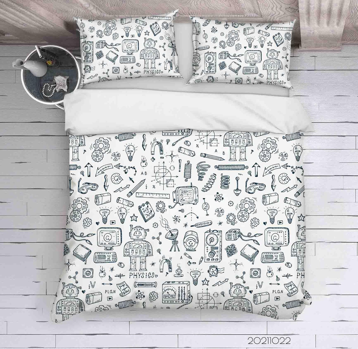 3D Abstract Robot Graffiti Quilt Cover Set Bedding Set Duvet Cover Pillowcases 2