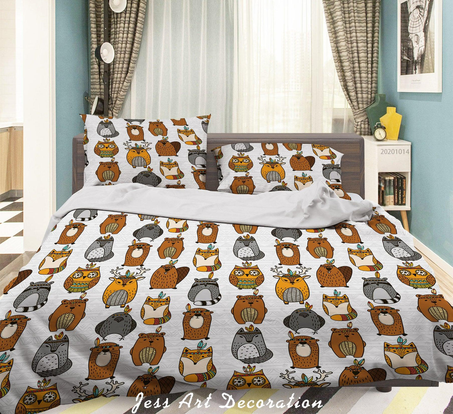 3D Cartoon Animal Owl Bear Pattern Quilt Cover Set Bedding Set Duvet Cover Pillowcases WJ 9721