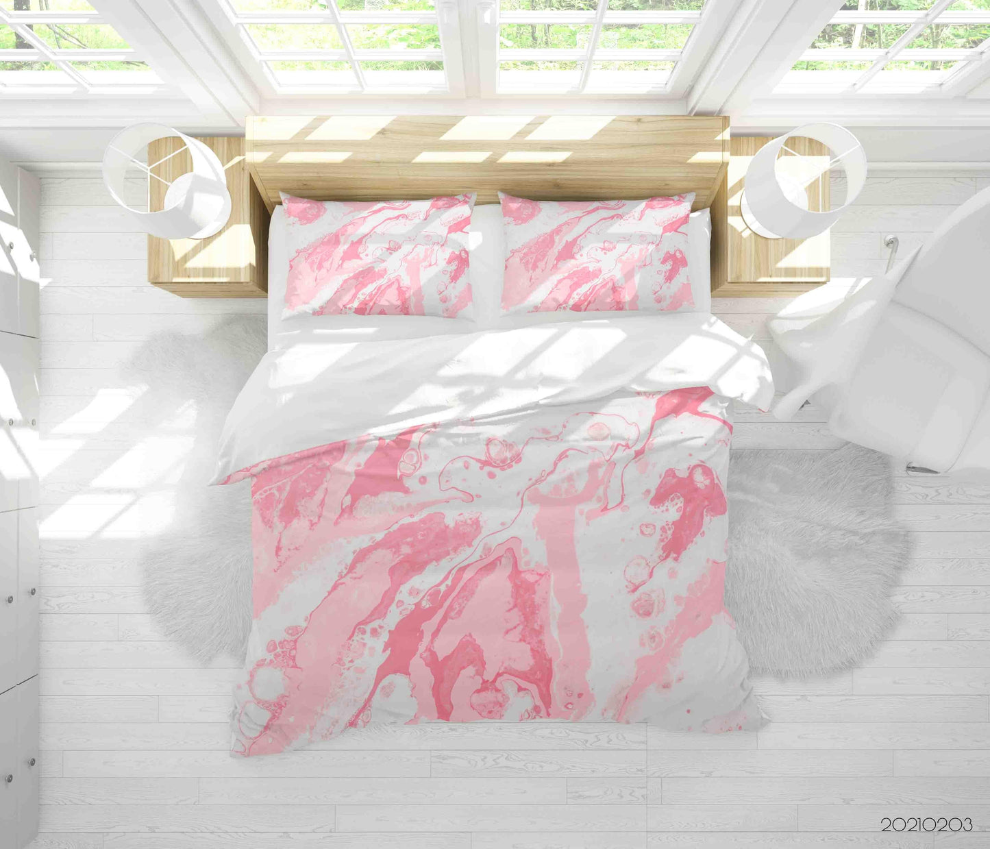 3D Abstract Pink Marble Texture Quilt Cover Set Bedding Set Duvet Cover Pillowcases 68