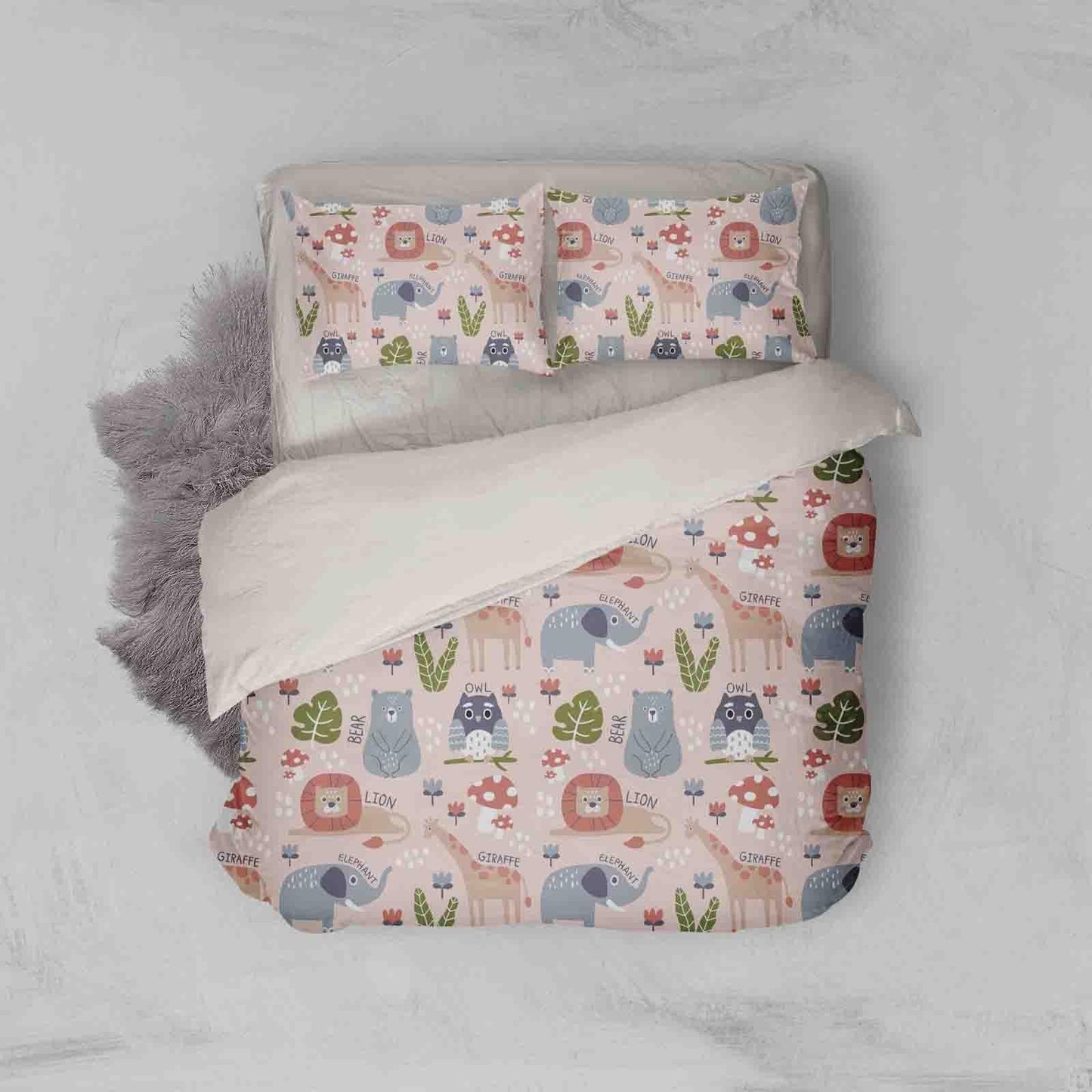 3D Cartoon Giraffe Elephant Animal Pattern Quilt Cover Set Bedding Set Duvet Cover Pillowcases LXL