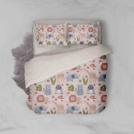 3D Cartoon Giraffe Elephant Animal Pattern Quilt Cover Set Bedding Set Duvet Cover Pillowcases LXL