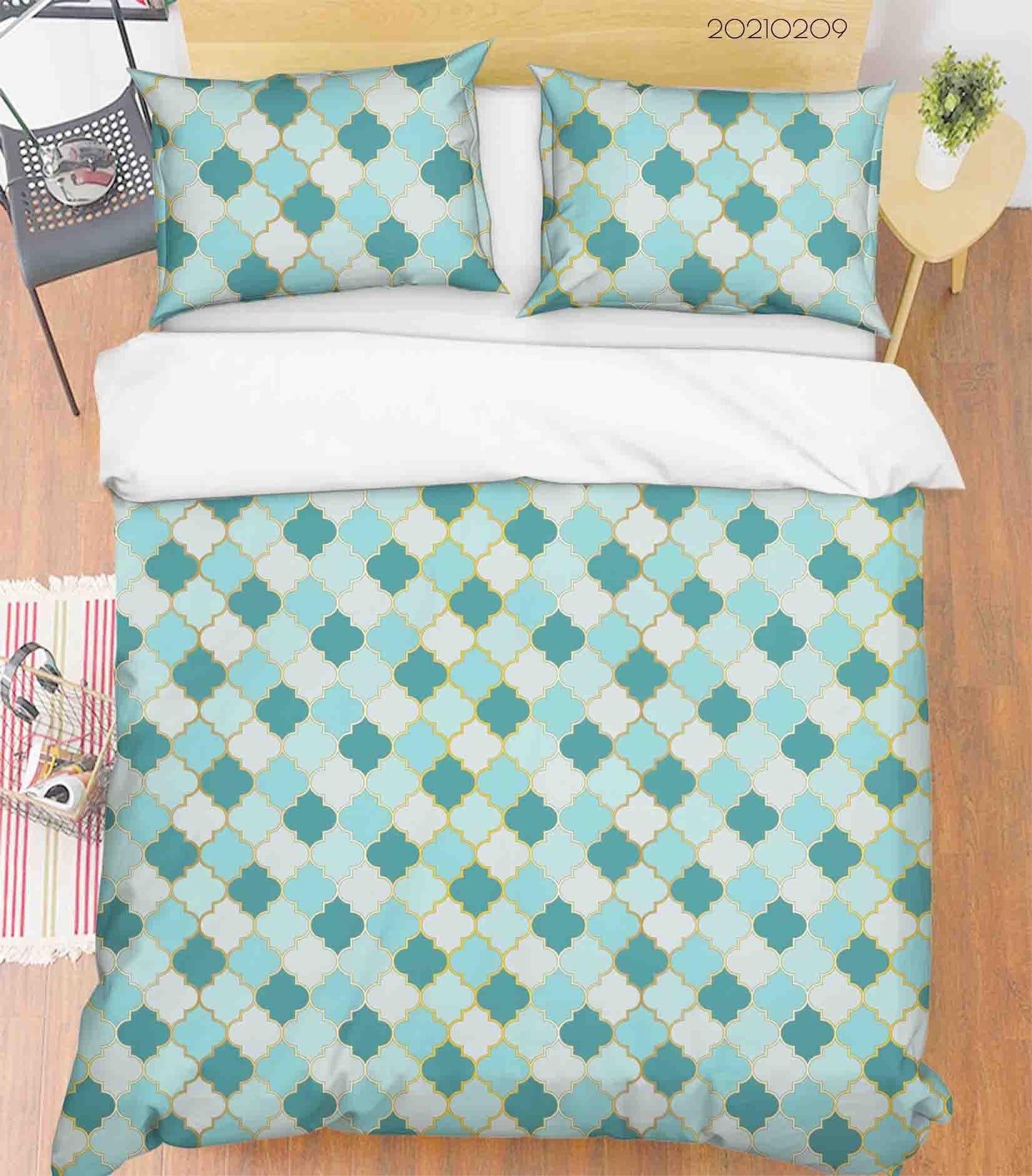 3D Abstract Green Geometric Pattern Quilt Cover Set Bedding Set Duvet Cover Pillowcases 314
