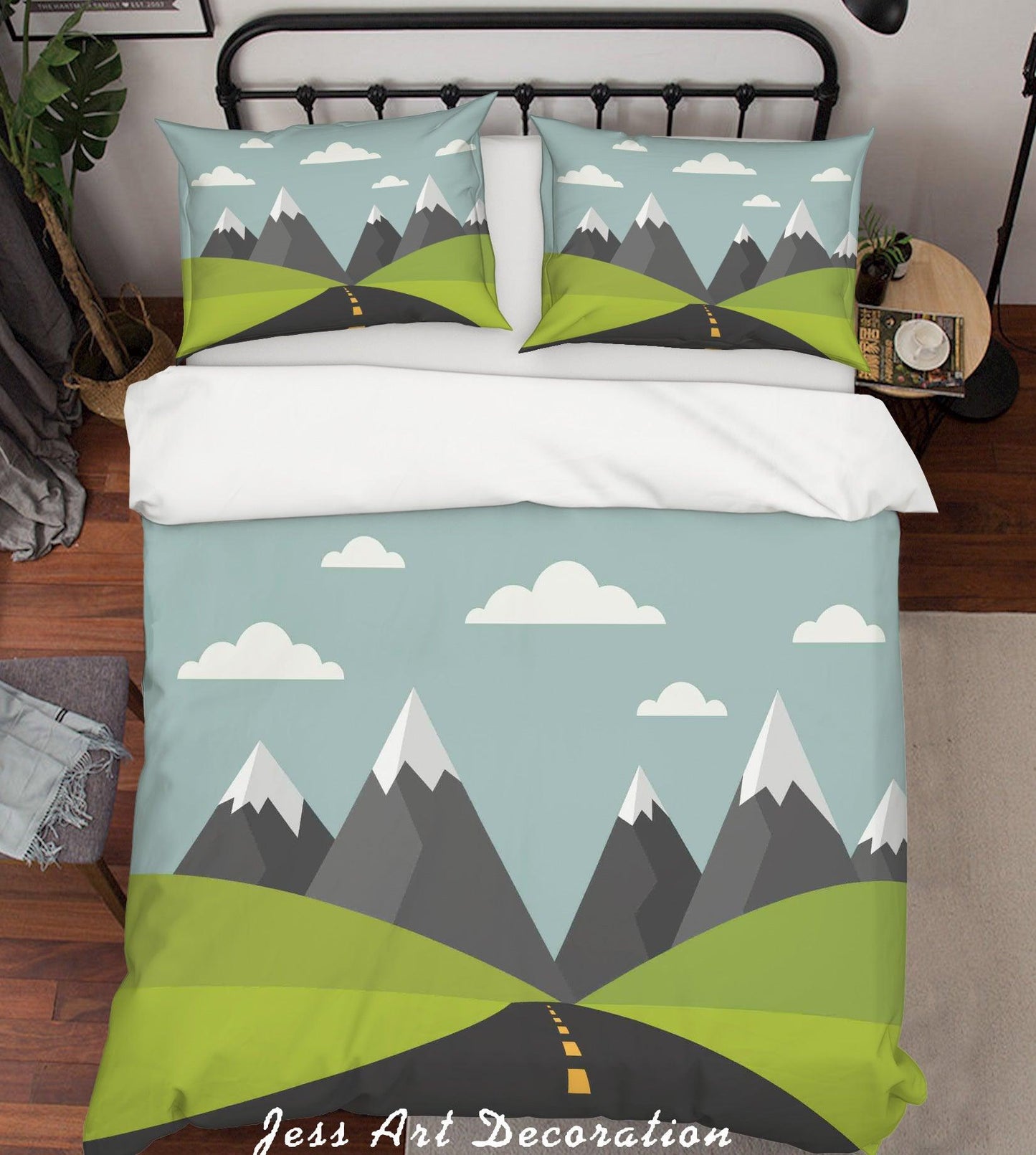 3D Cartoon Green Plants Quilt Cover Set Bedding Set Pillowcases 23