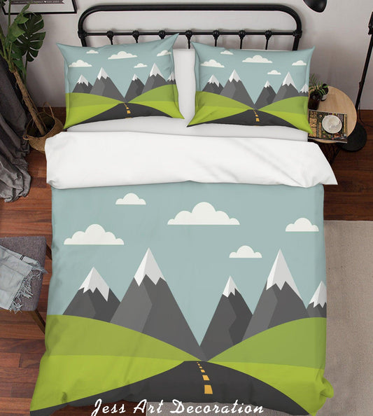 3D Cartoon Green Plants Quilt Cover Set Bedding Set Pillowcases 23