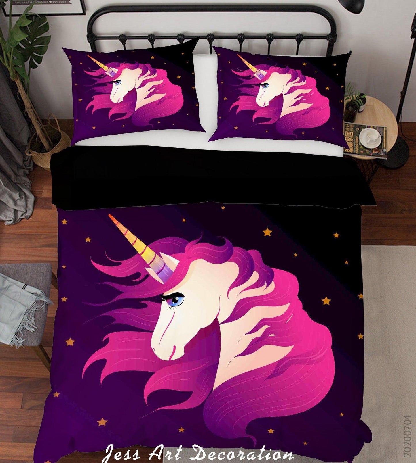 3D Black Unicorn Quilt Cover Set Bedding Set Duvet Cover Pillowcases SF247