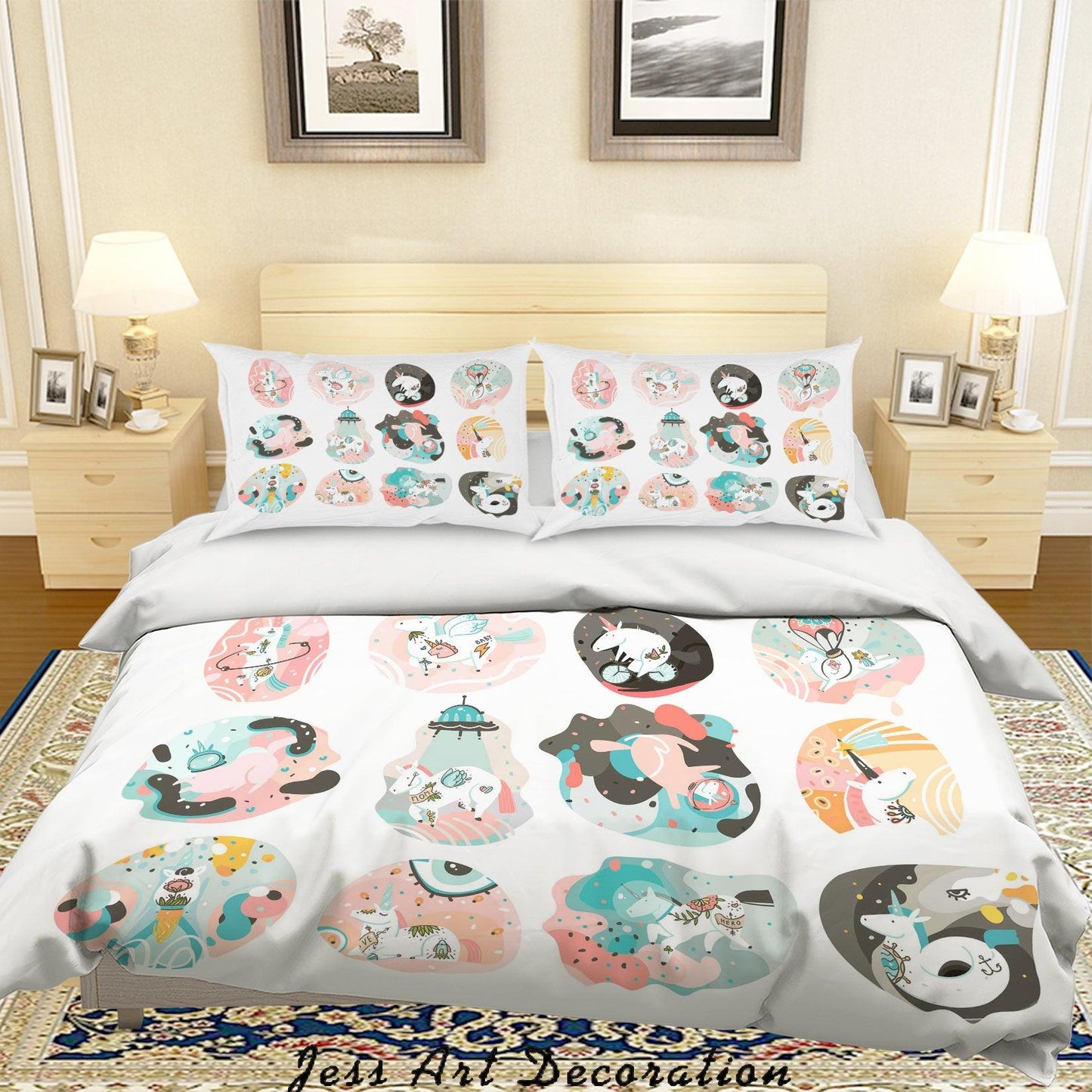3D Cartoon Animal Unicorn Quilt Cover Set Bedding Set Duvet Cover Pillowcases A314 LQH