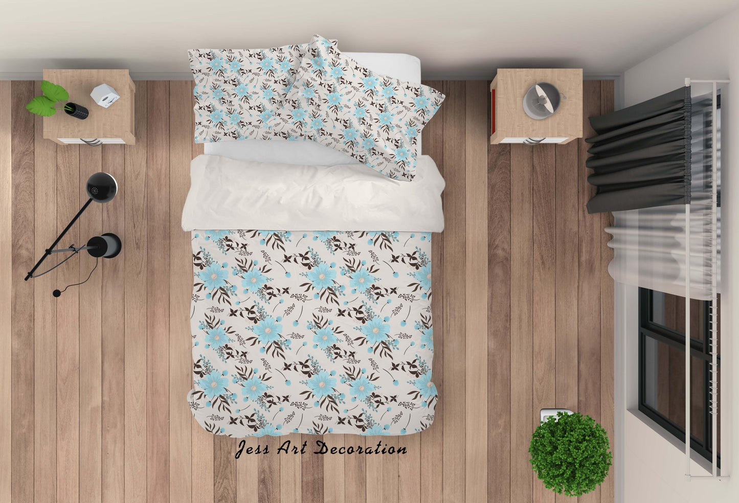 3D Blue Flowers Quilt Cover Set Bedding Set Pillowcases 15