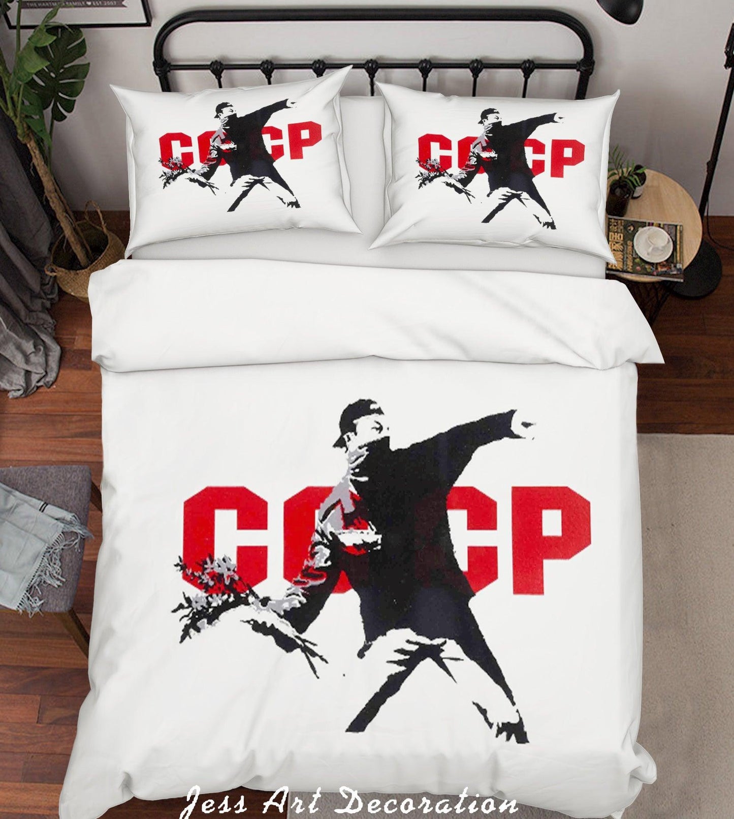 3D Banksy Red Letter CCCP Figure Quilt Cover Set Bedding Set Pillowcasesn  ZY D11