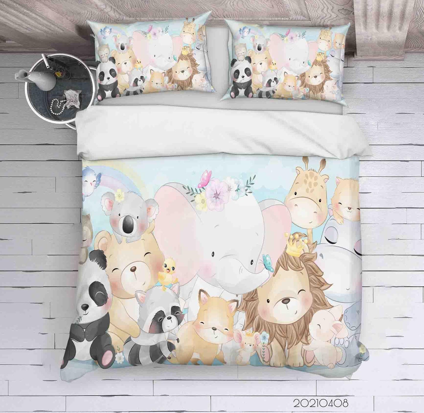 3D Cartoon Cute Animal Pattern Quilt Cover Set Bedding Set Duvet Cover Pillowcases 84 LQH