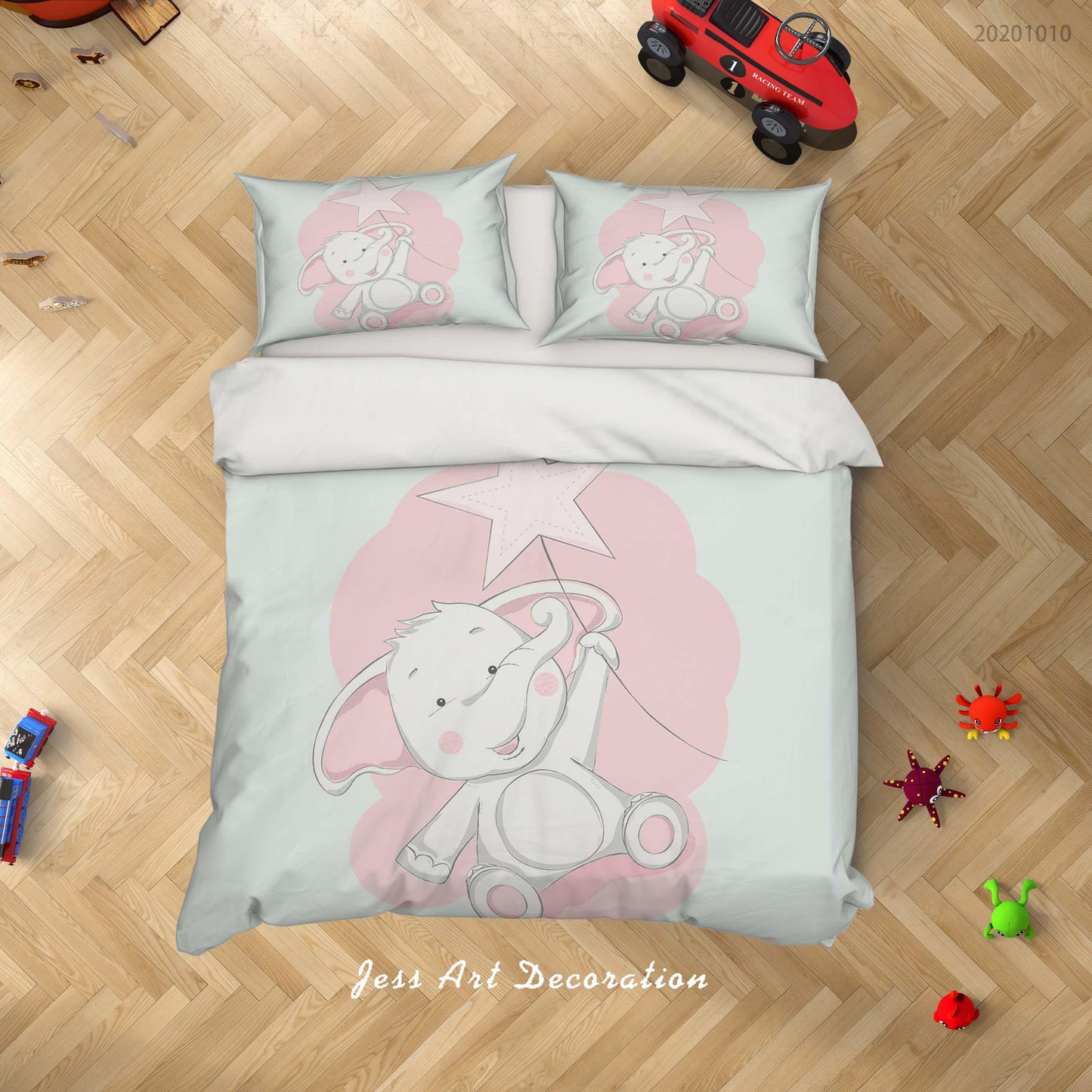 3D Cartoon Cute Animal Elephant Star Quilt Cover Set Bedding Set Duvet Cover Pillowcases WJ 9507