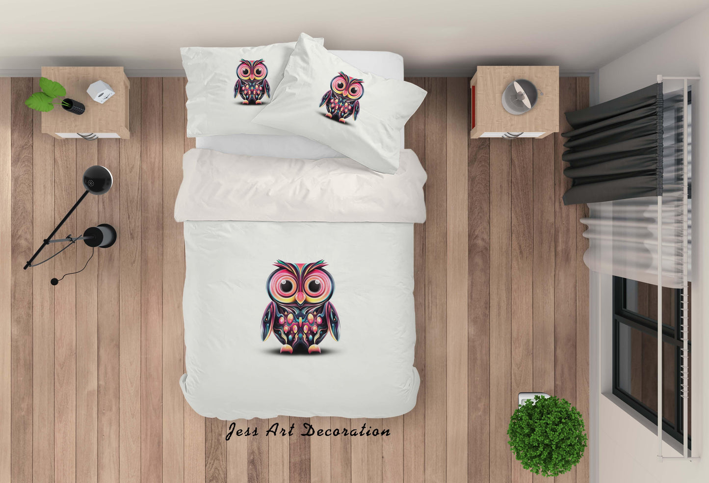 3D Cartoon Owl Quilt Cover Set Bedding Set Pillowcases 06