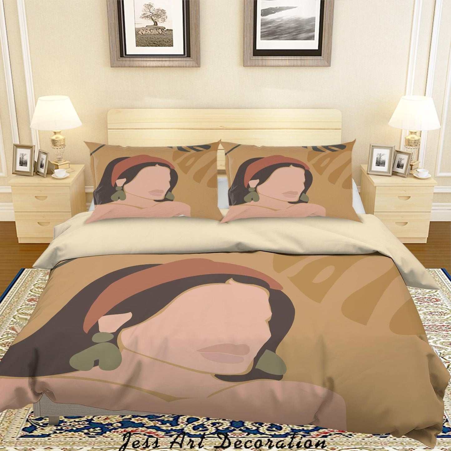 3D Beaauty Female Leaves Quilt Cover Set Bedding Set Duvet Cover Pillowcases SF03