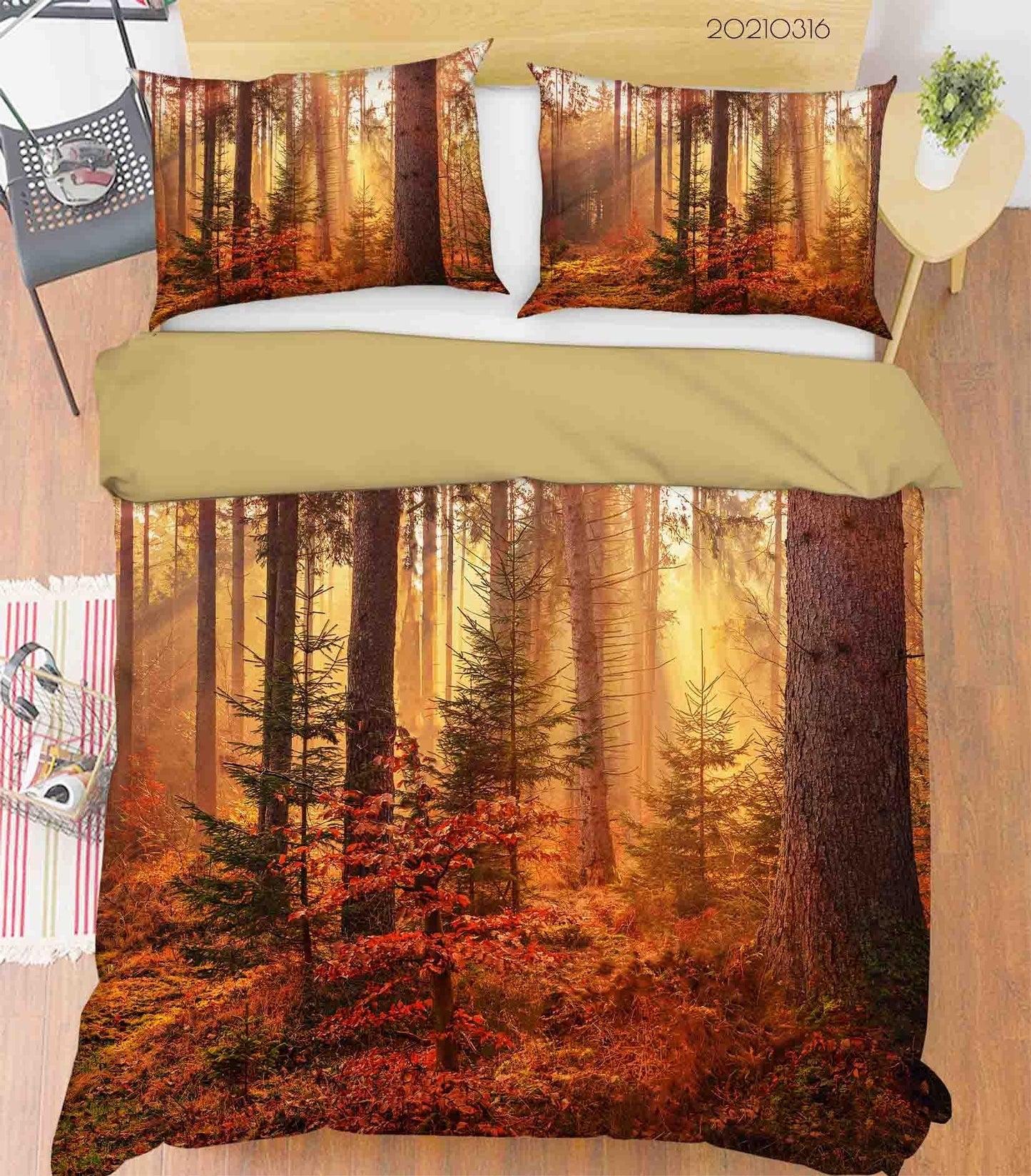3D Autumn Sunshine Forest Quilt Cover Set Bedding Set Duvet Cover Pillowcases 163