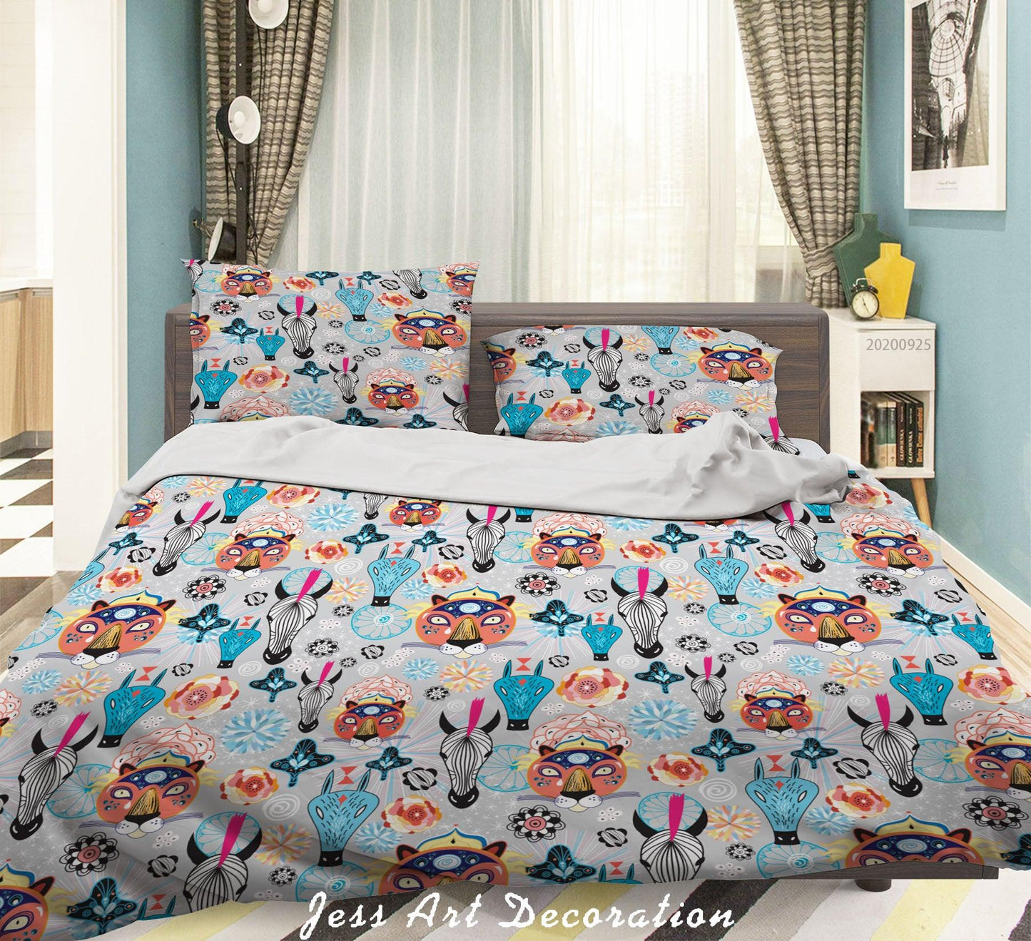 3D Cartoon Animal Tiger Pattern Quilt Cover Set Bedding Set Duvet Cover Pillowcases WJ 6471