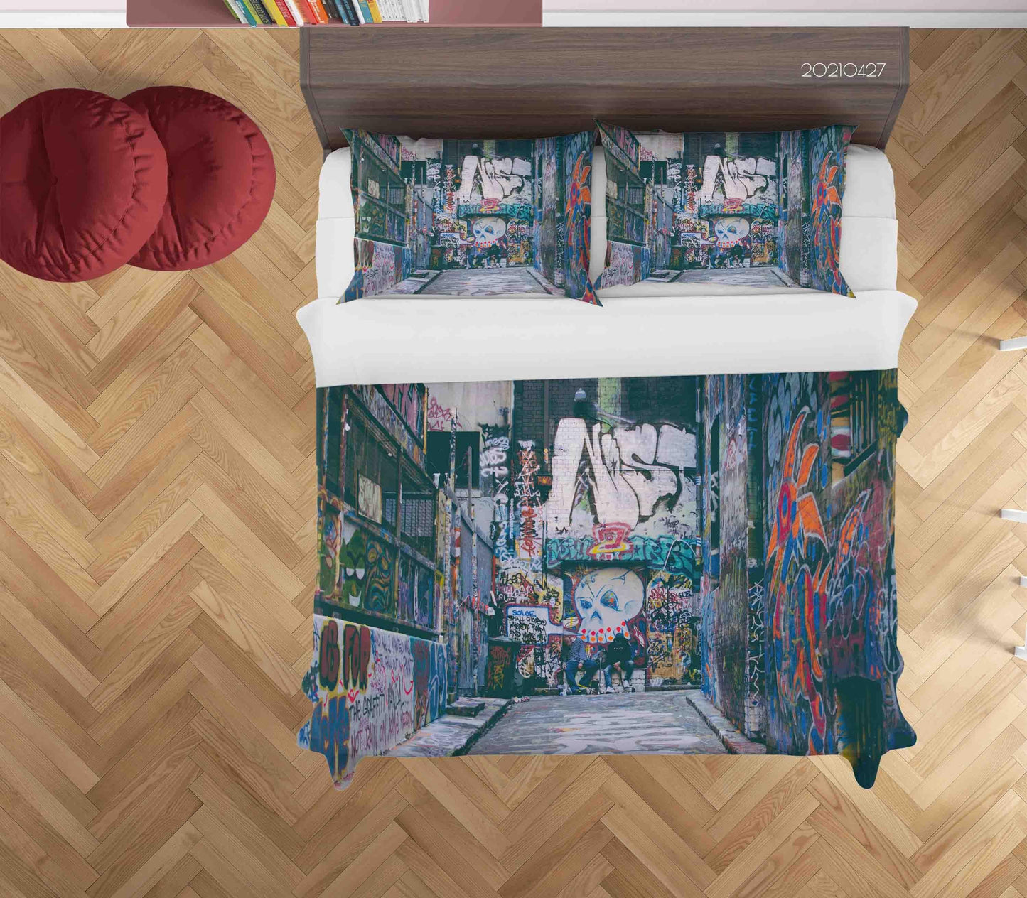 3D Abstract Colored Street Graffiti Quilt Cover Set Bedding Set Duvet Cover Pillowcases 130