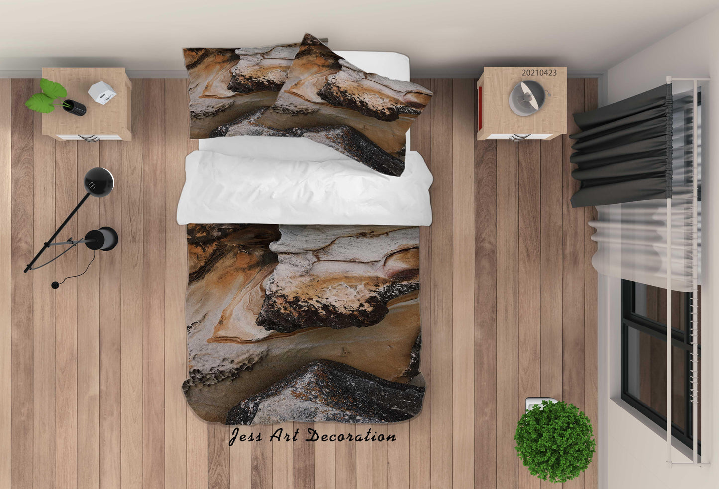 3D Brown Rock Texture Quilt Cover Set Bedding Set Duvet Cover Pillowcases 61