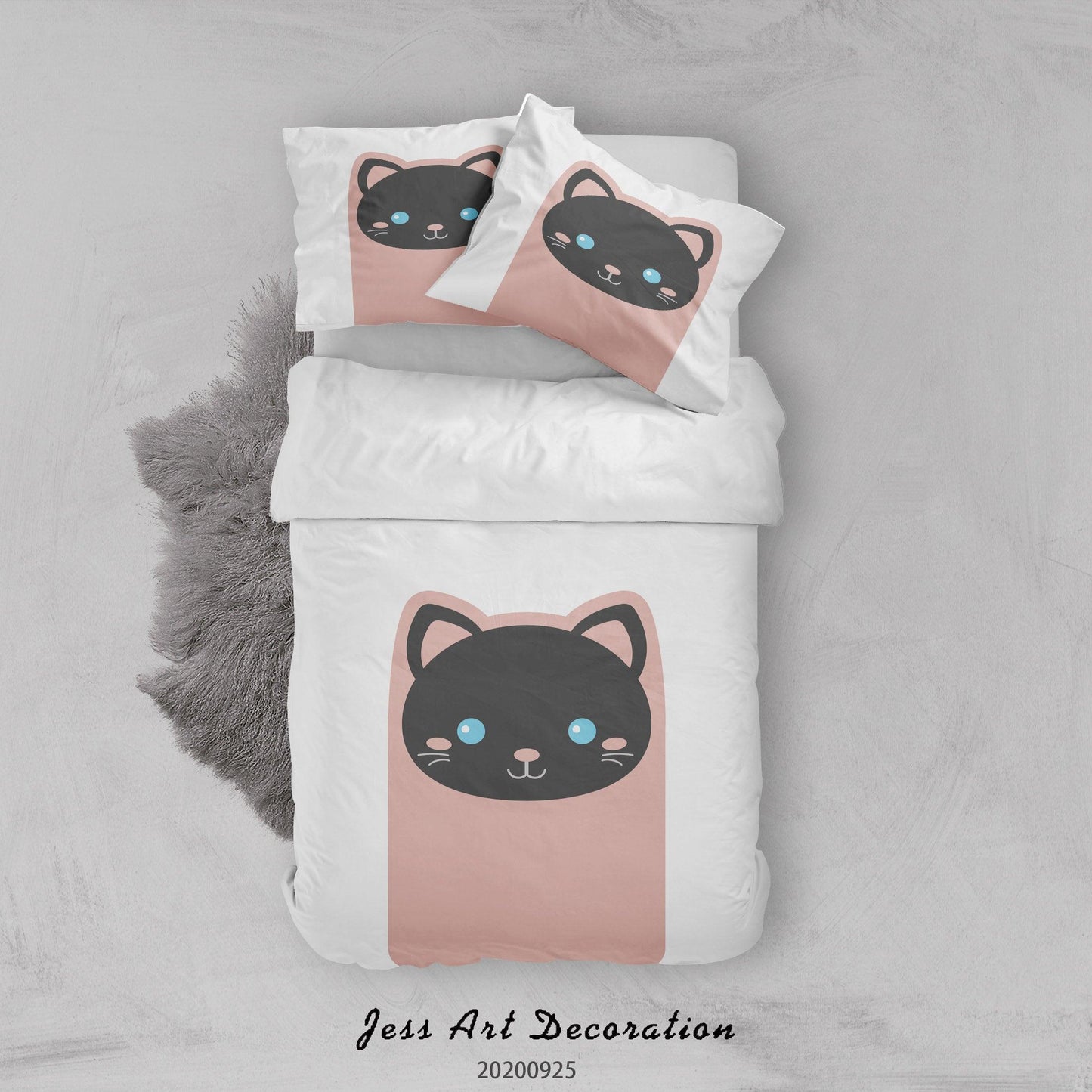 3D Cartoon Animal Cat Pattern Quilt Cover Set Bedding Set Duvet Cover Pillowcases WJ 6475