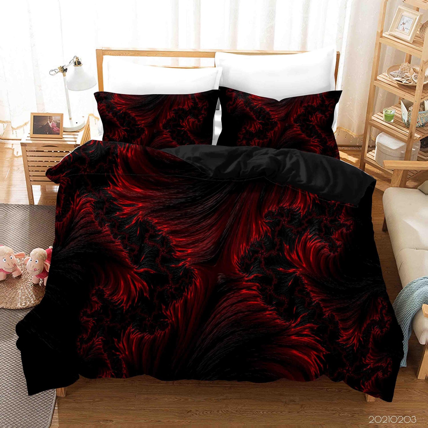 3D Abstract Red Marble Texture Quilt Cover Set Bedding Set Duvet Cover Pillowcases 7