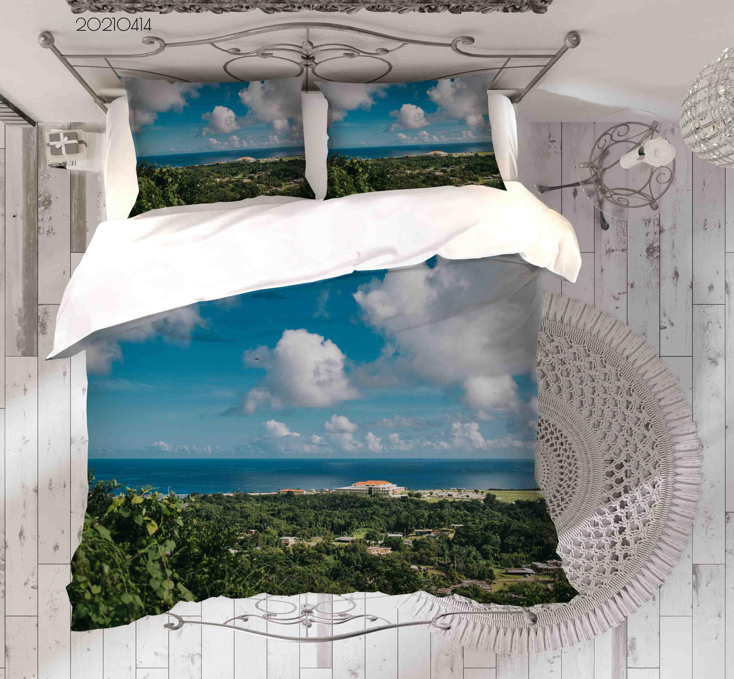 3D Blue Sky White Cloud Sea Landscape Quilt Cover Set Bedding Set Duvet Cover Pillowcases LQH 92