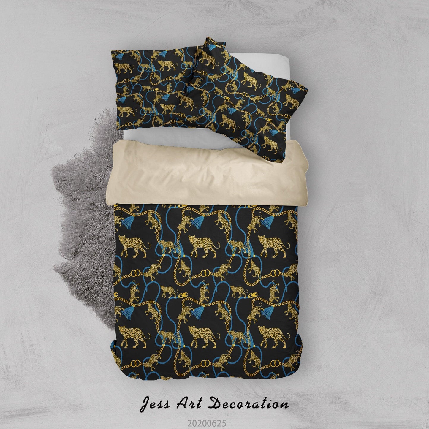 3D Black Leopard Quilt Cover Set Bedding Set Duvet Cover Pillowcases SF03