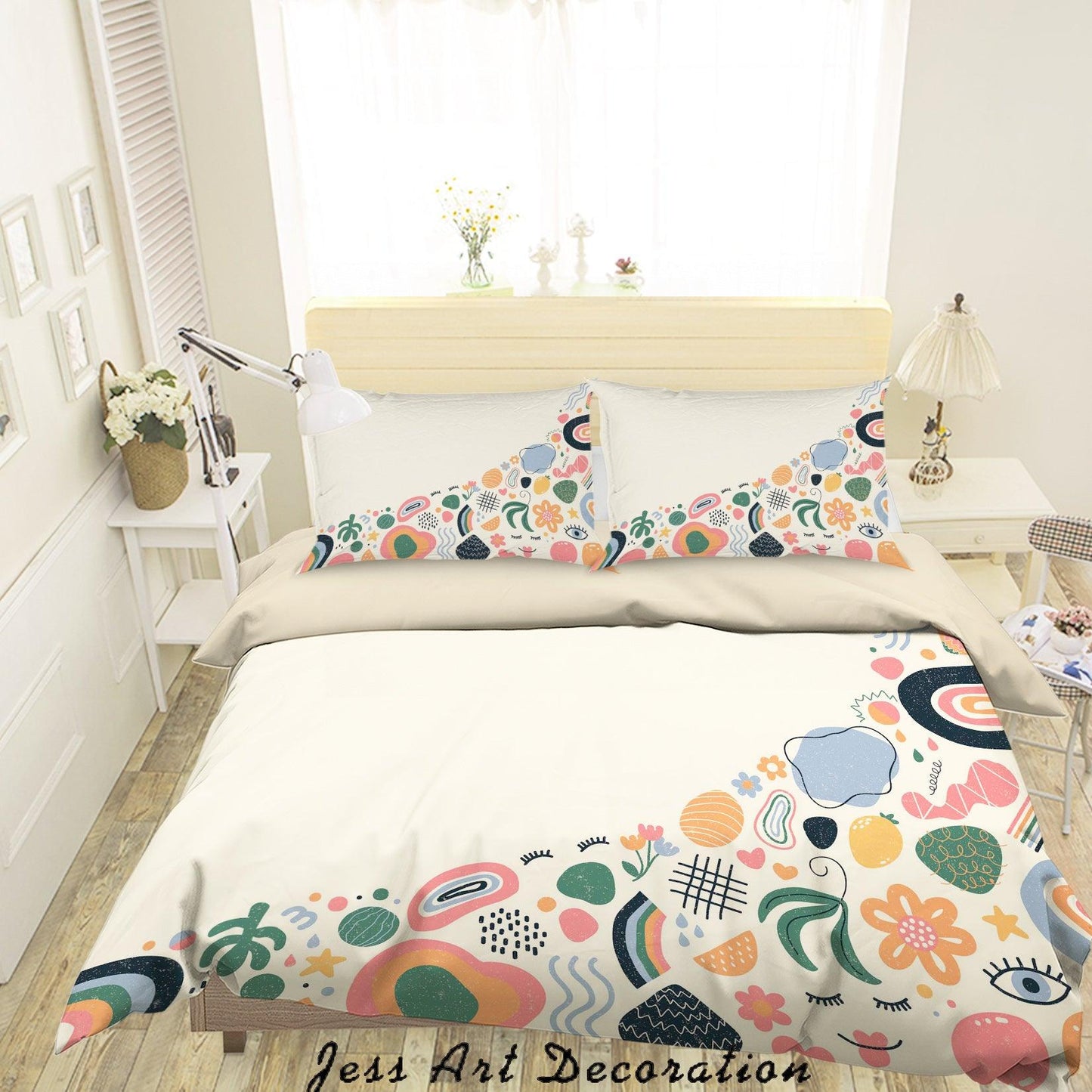 3D Cartoon Floral Pattern Quilt Cover Set Bedding Set Duvet Cover Pillowcases A013 LQH