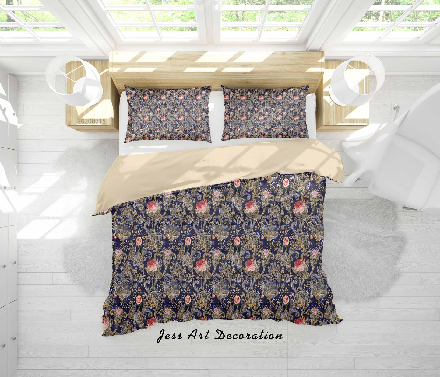 3D Abstract Vintage Floral Pattern Quilt Cover Set Bedding Set Duvet Cover Pillowcases WJ 3904