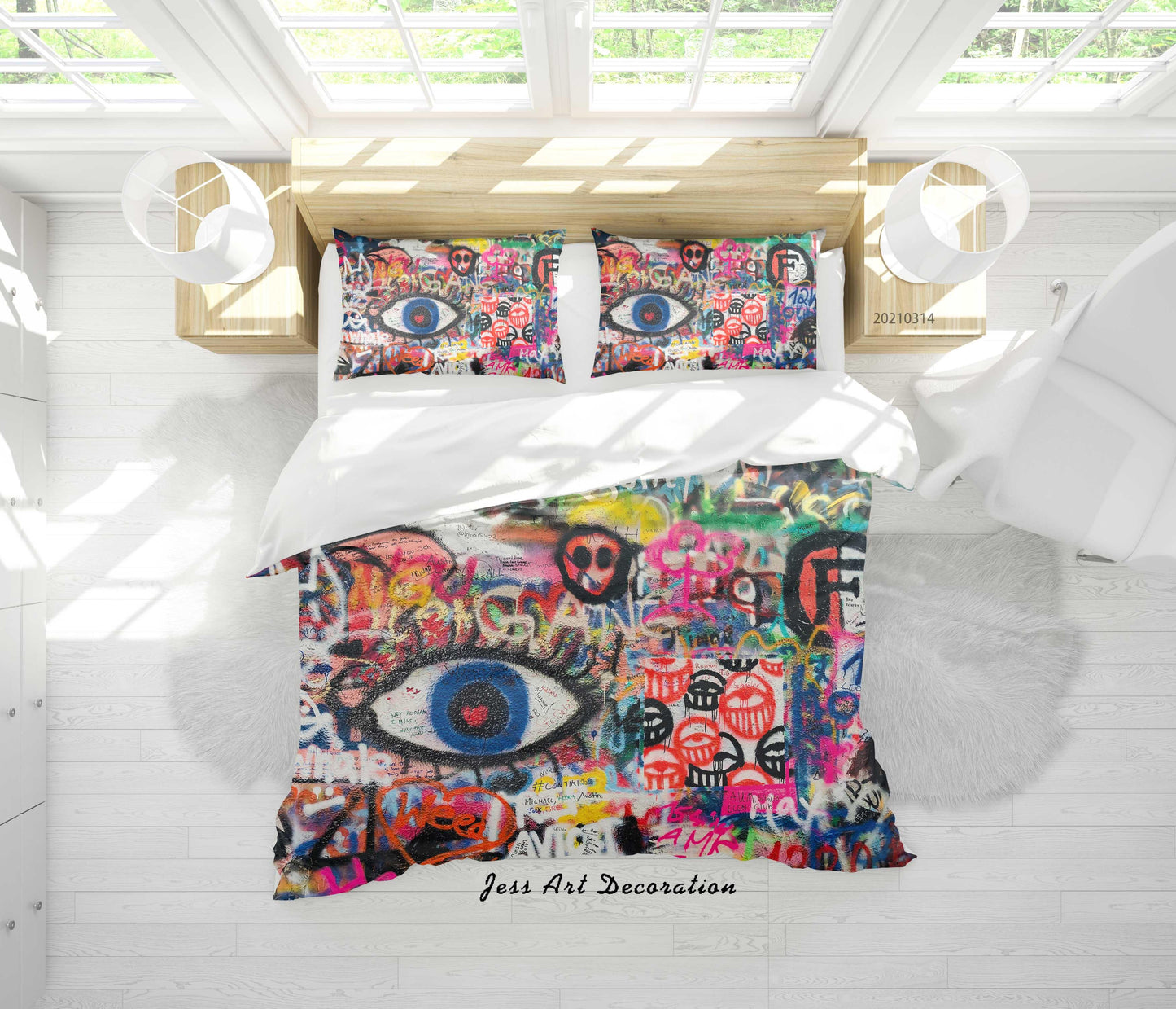 3D Abstract Street Graffiti Artist Works Quilt Cover Set Bedding Set Duvet Cover Pillowcases 119